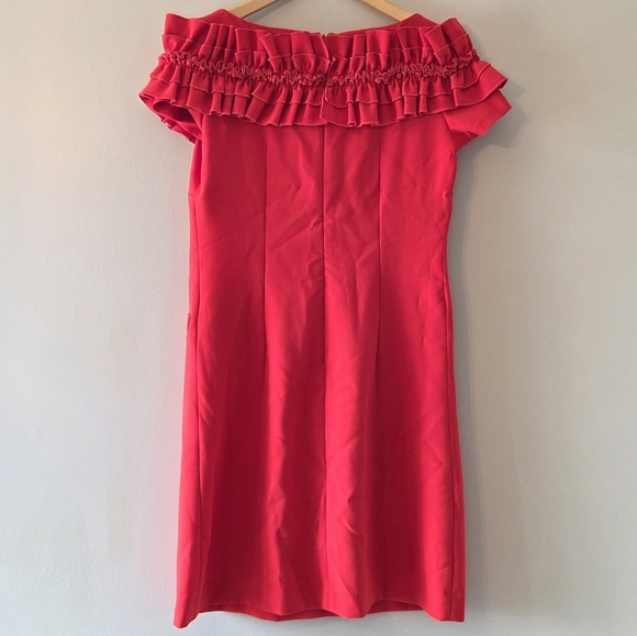 Anne Fontaine Petunia Red A-line Short Sleeve Pockets Dress With Ruffles EU 38 - Picture 15 of 16